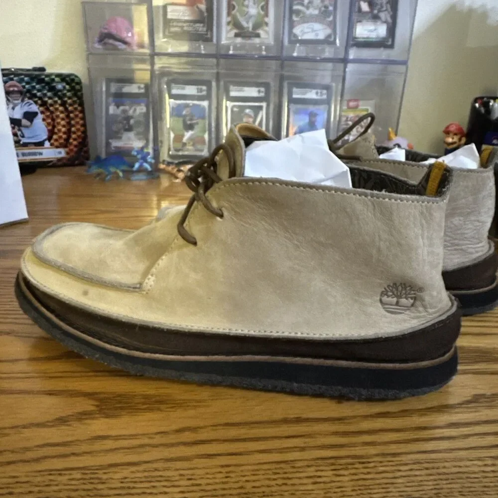 Timberland Mens Tan Leather/Suede Moc Toe Chukka Boots Size 10M See Pictures